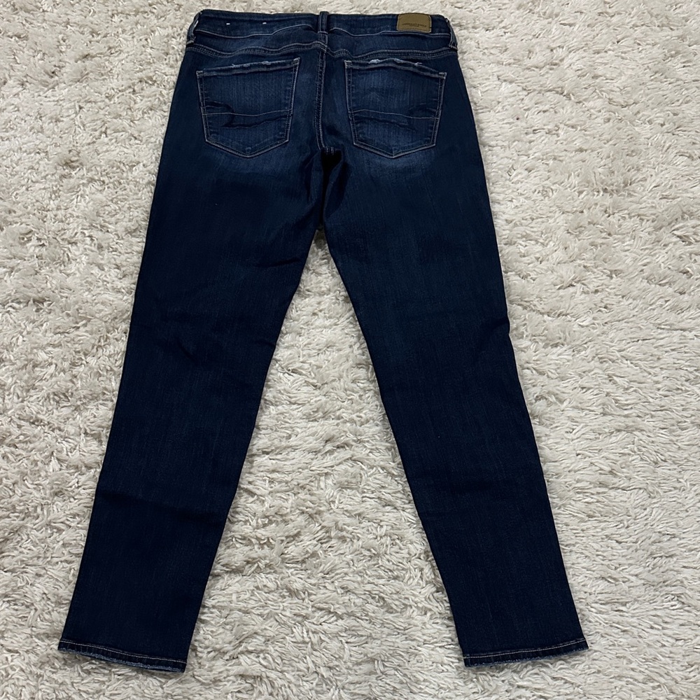 AMERICAN EAGLE OUTFITTERS Dark Indigo Skinny Jeans Sz 8 - Picture 3 of 14